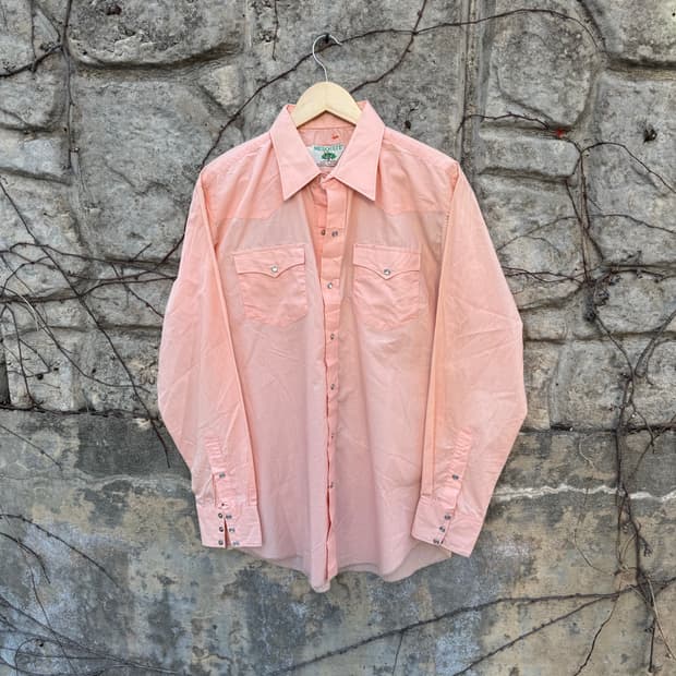 70s mesquite usa 빈티지 커스텀 웨스턴 셔츠 핑크