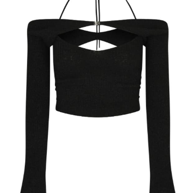 페인오어플레져 세이렌 탑 티셔츠 볼레로 블랙