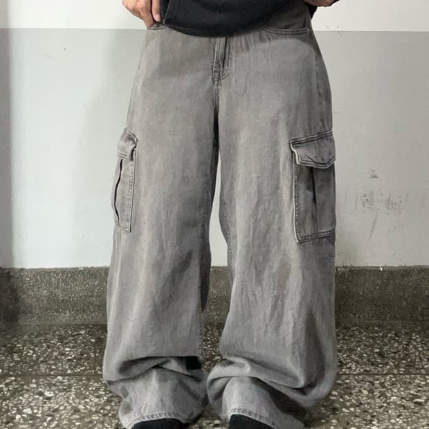 90s GAP 흑청 카고 와이드 팬츠