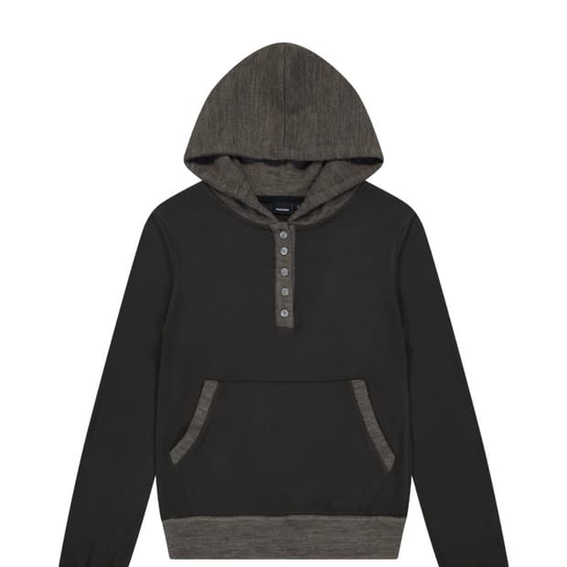 Aakam Contrast Logo Button Hoodie