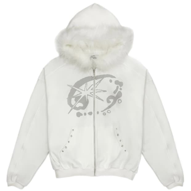 드라이로즈 FUR TRIMMED HOOD ZIPUP (WH)