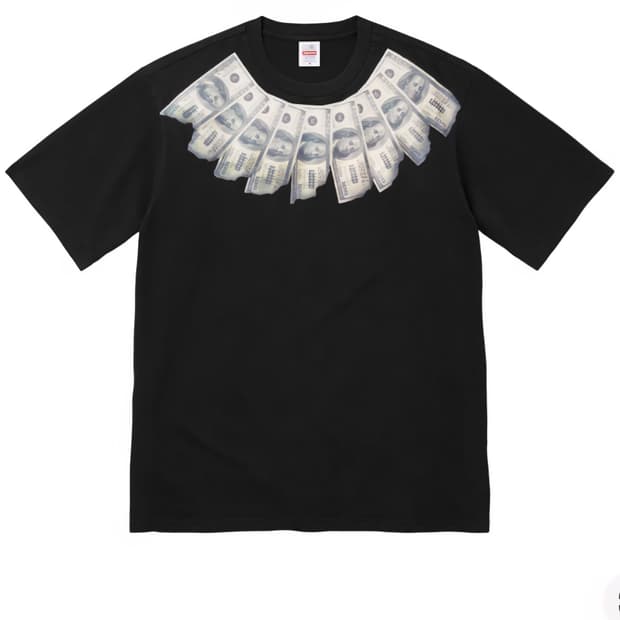 슈프림 x MM6 메종 마르지엘라 머니 숏슬리브 탑 블랙-26SS