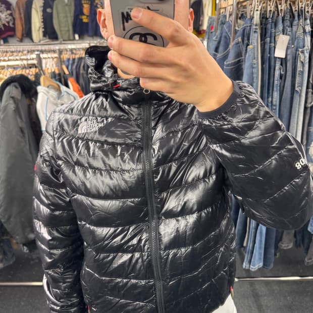 XL)노스페이스 써밋 구스다운 유광 후드경량패딩