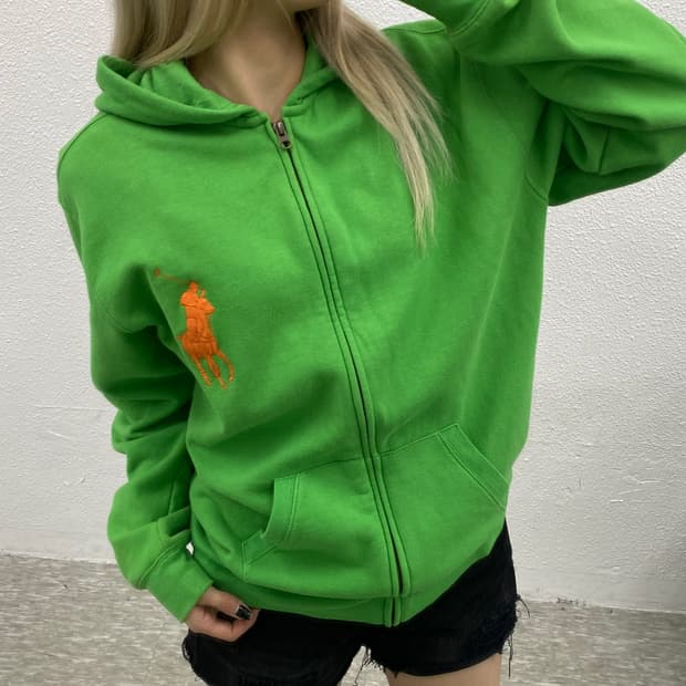 폴로 랄프로렌 빅포니 라이트그린 후드집업 XL