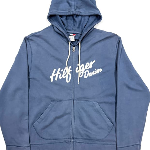 Tommy Hilfiger Denim 스크립트 로고 집업 후드