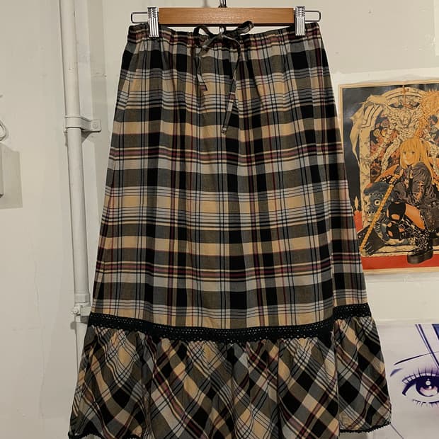 레이스 체크 패턴 스커트