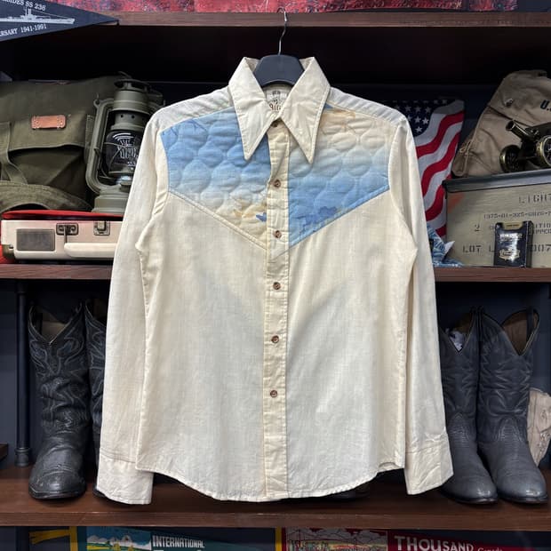 70s Alfie 캘리포니아 홀스프린팅 엠보싱 퀼팅 웨스턴셔츠 N594