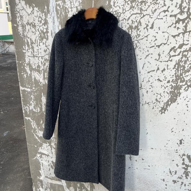 Vintage (maede in japan)  퍼 알파카 혼방 코트 