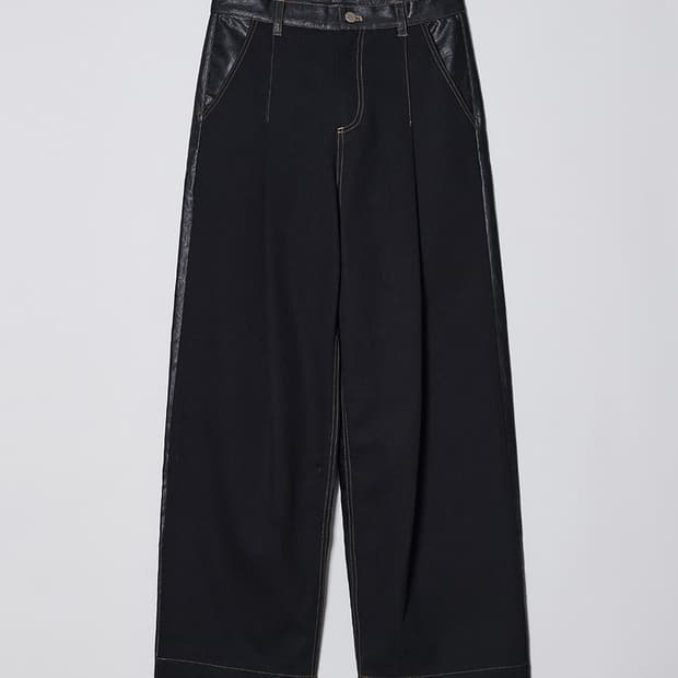 다이애그널 와이드 믹스 팬츠