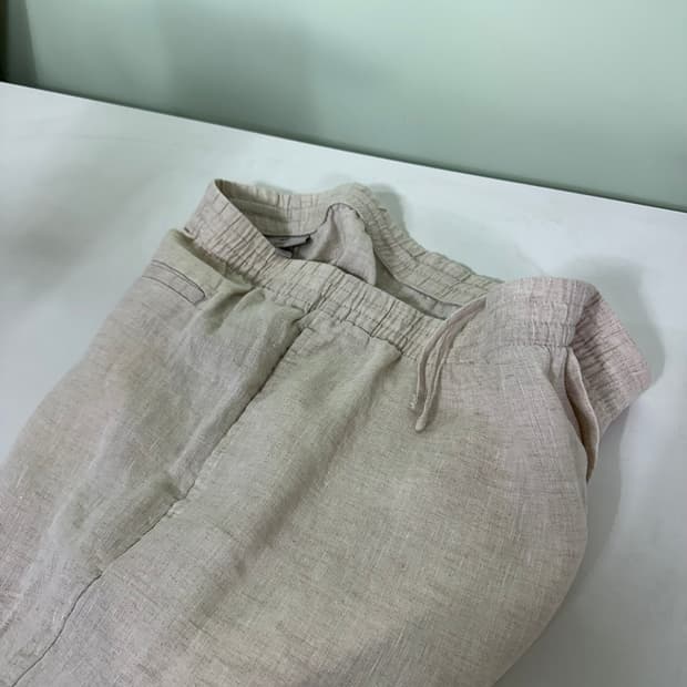 XL 흐앤므 H&M 라이트아이보리 루즈레귤러핏 밴딩 린넨팬츠