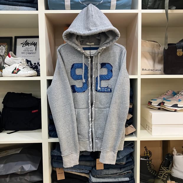 아베크롬비 그레이 데미지 후드집업 L