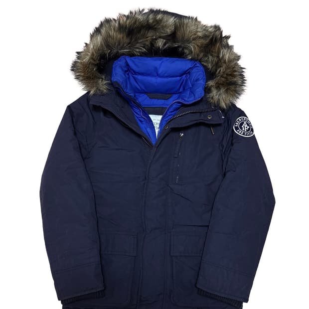 아베크롬비 후드 퍼 네이비 패딩 점퍼