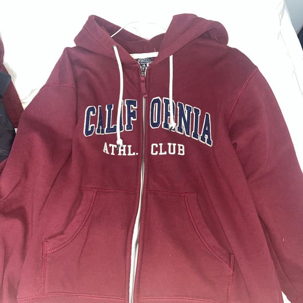 후아유 후드집업 버건디 레드