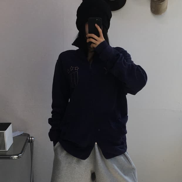 퓨마 스티치자수 코튼 집업