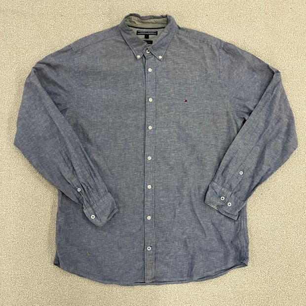 L 타미힐피거 코튼 린넨 셔츠 남방 0128M