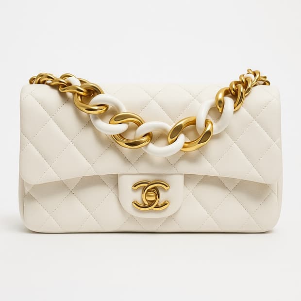 [정품/A급] 샤넬 19 플랩백 스몰 / 화이트 램스킨 / 골드 볼드체인