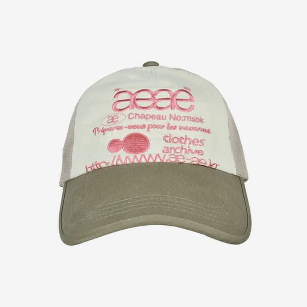 aeae WEB LOGO MESH CAP [OLIVE/BEIGE]