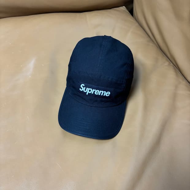 슈프림 캠프캡 모자 박스로고 21fw 왁스드 코튼