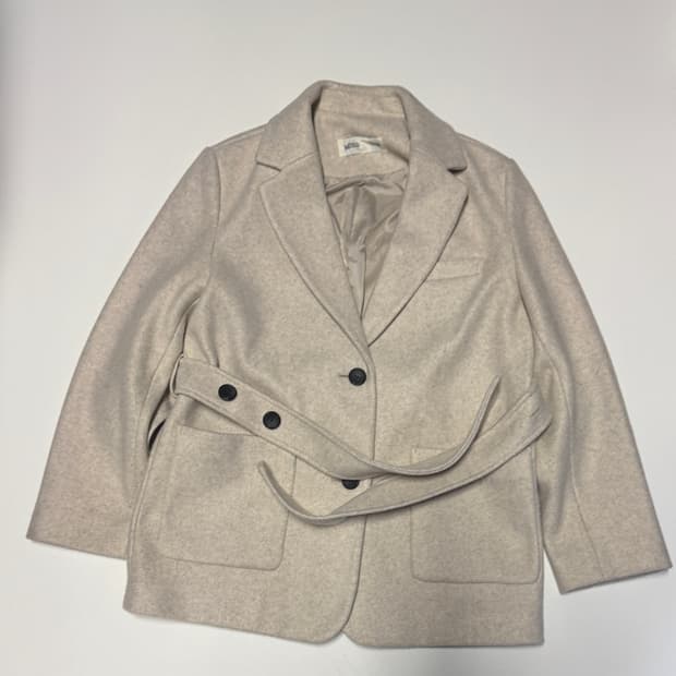 여성 미쏘 mixxo 벨티드 하프 코트 자켓 S 아이보리