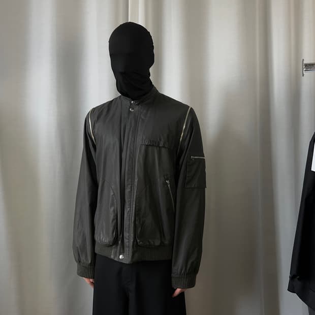 라프시몬스 01aw riot waxed zip bomber