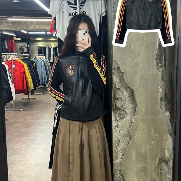 엠엘비 니트 배색 레더 자켓 블랙 95 #csz2298