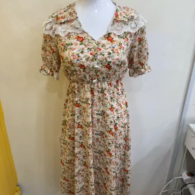 vtg 플라워 레이스 카라 빈티지 롱 원피스