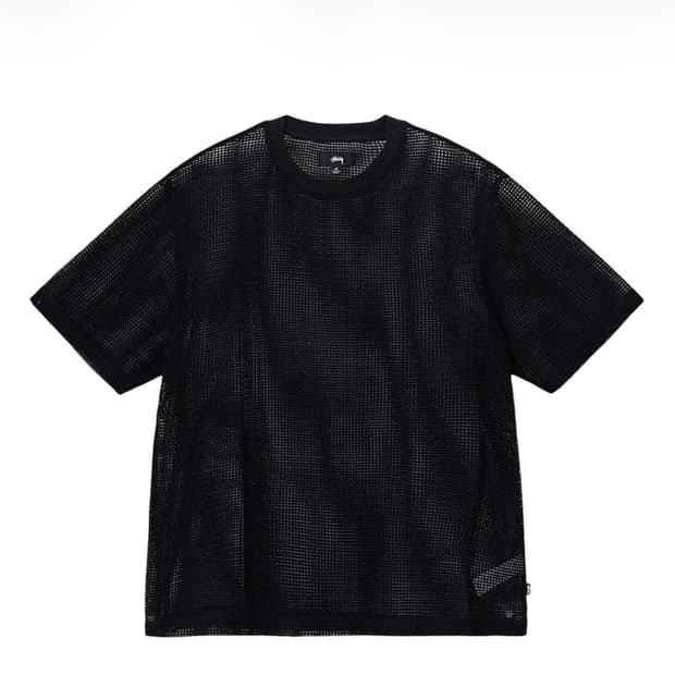 Stussy 스투시 코튼 메쉬 숏슬리브 크루 블랙