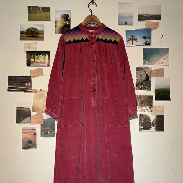 코듀로이 핑크 원피스