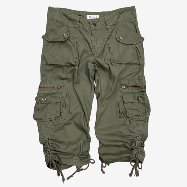 shirring cargo capri pants
