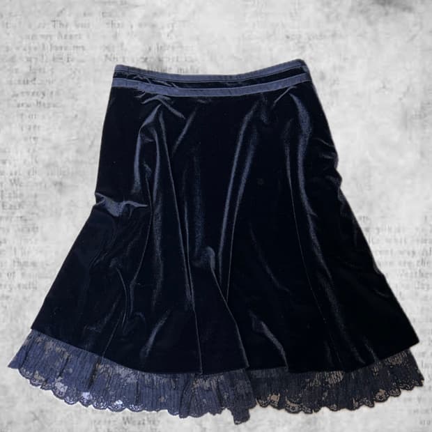 고스 펑크 다크페어리 레이스 벨벳 스커트