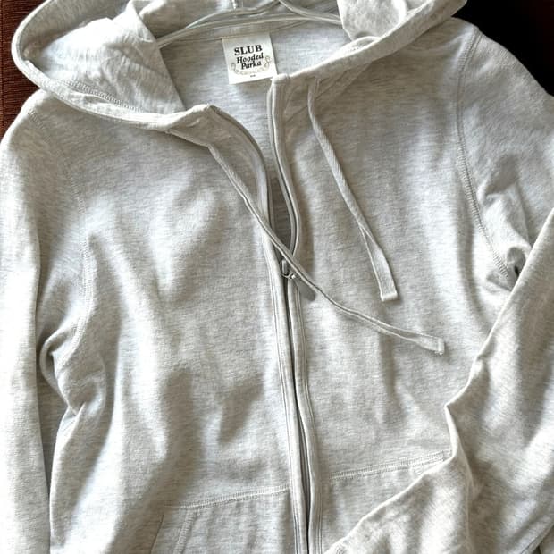 Light cotton sweat hooded zip TOP