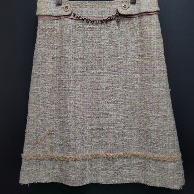 courreges 꾸레쥬 메탈로고 트위드 스커트