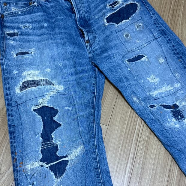 빅존 M103J 라보 한정판 리페어 데님 팬츠