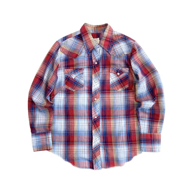 70's H bar C Lightweight Plaid 웨스턴 셔츠