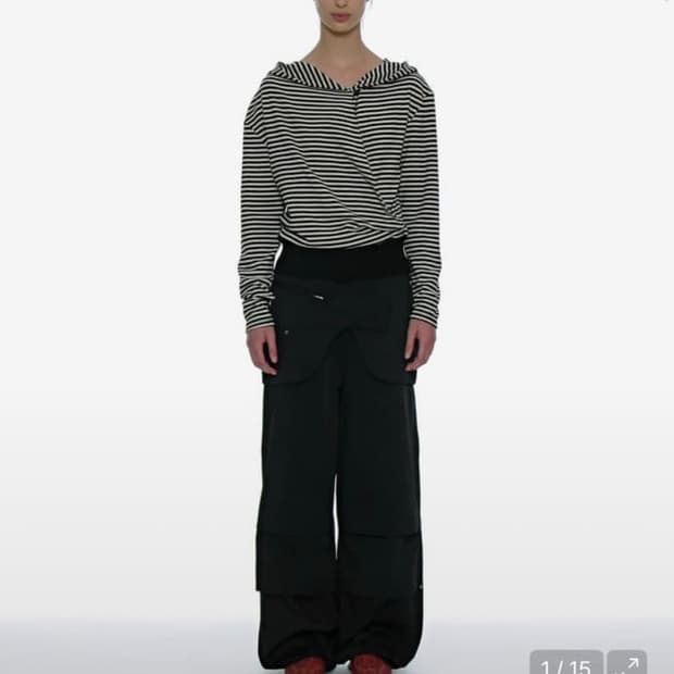 파르티멘토 우먼 2way 벨티드 레이어드 파라슈트 팬츠_블랙