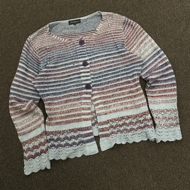 M)재패니즈 빈티지 여성 스트라이프 니트 가디건