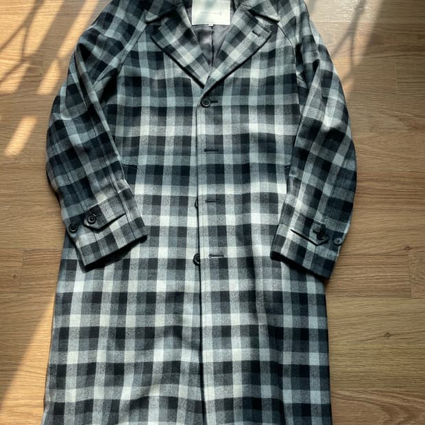 MACKINTOSH 매킨토시 체크 코트 블랙 그레이 차콜 폴로 버버리