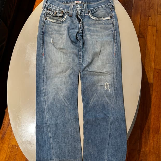 트루릴리젼 조이 투어 데미지 워싱 청바지 32