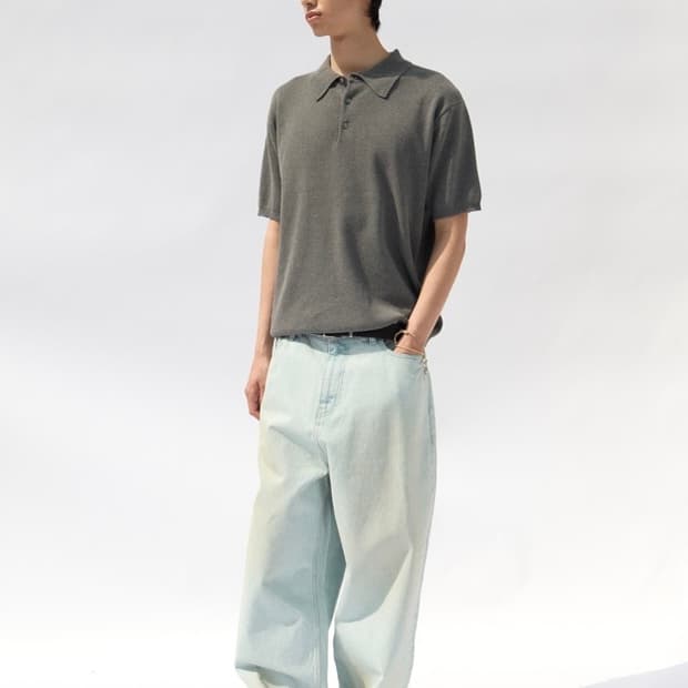 (m) 쿠어 컴팩트 샌디 폴로 니트 차콜 그레이