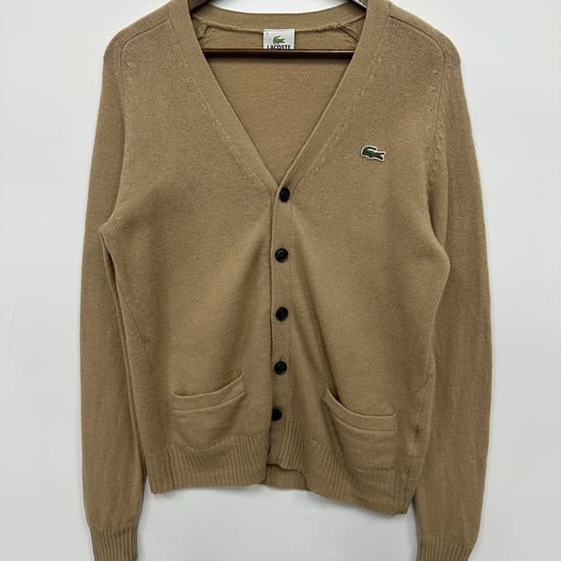 라코스테 베이지 브이넥 가디건 