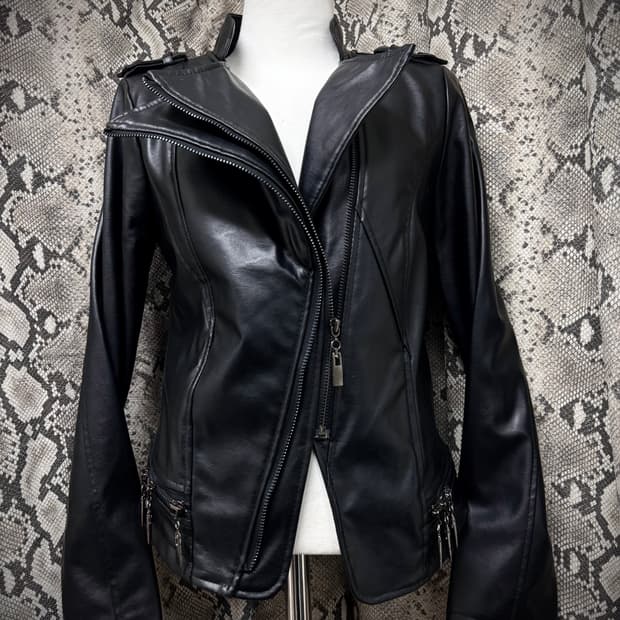 V-Kei Draped Fake Leather 2-Zip Detail J