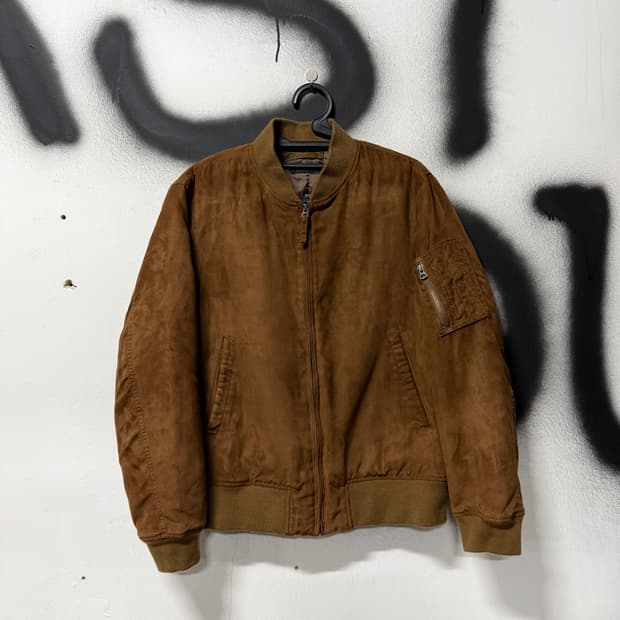 유니클로 딥 브라운 스웨이드 스타일 Ma-1 플라이트 봄버 자켓