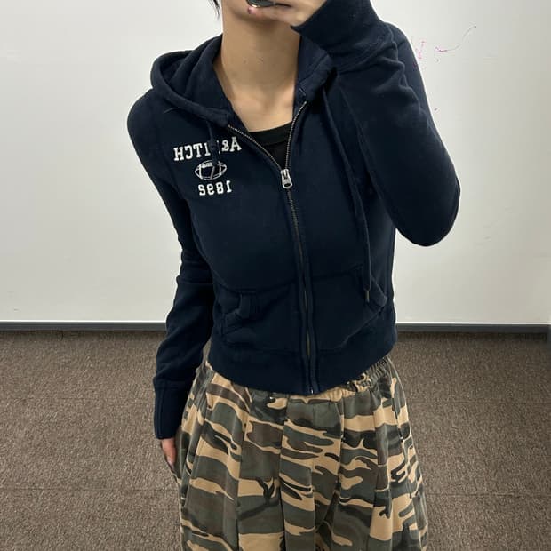 Abercrombie 아베크롬비 스몰 럭비 로고 네이비 후드집업