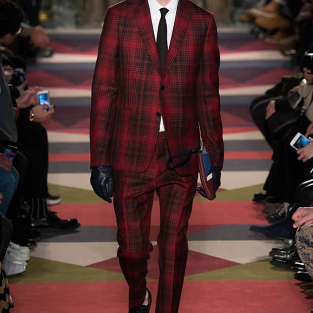 [46] 발렌티노 체크 싱글 브레스티드 울 블레이저