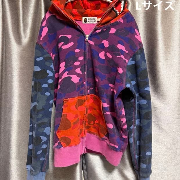 베이프 믹스 카모 샤크 풀 집 후드