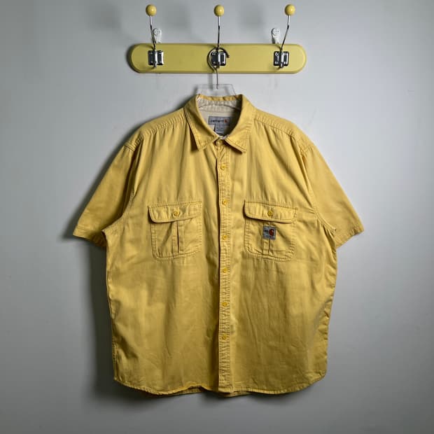 Carhartt 칼하트 빈티지 옐로우 반팔 워크 셔츠 L