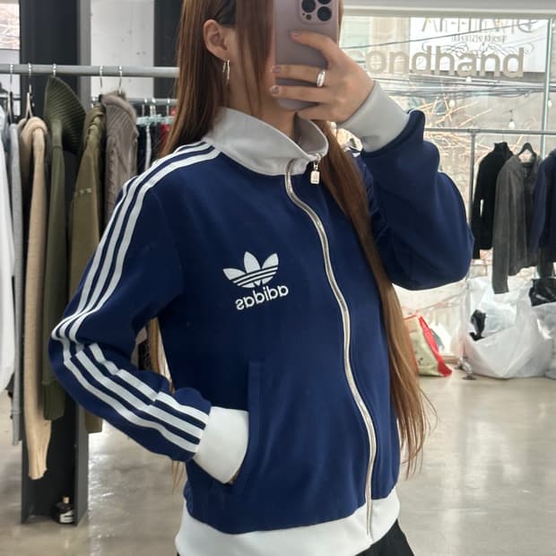 아디다스 빅로고 베켄바우어 져지 트랙탑 다크블루