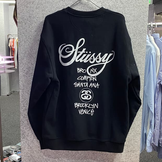 스투시 월드투어 빅로고 블랙 맨투맨 B3125