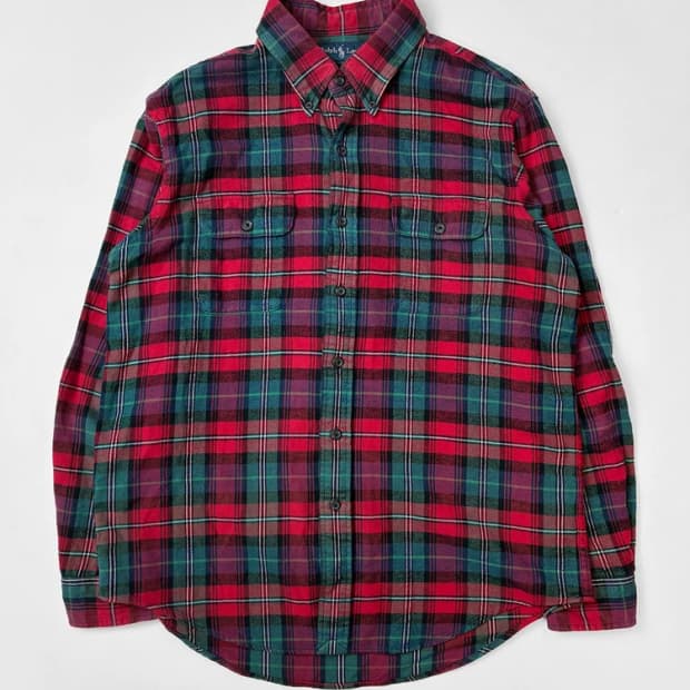 폴로 랄프로렌 00s 엘보 패치 타탄체크 남방 PN5413