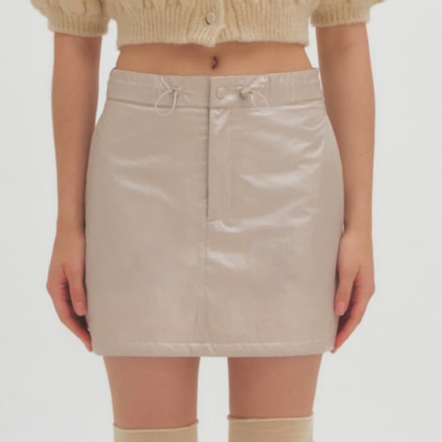 그로브 패딩 스커트 베이지